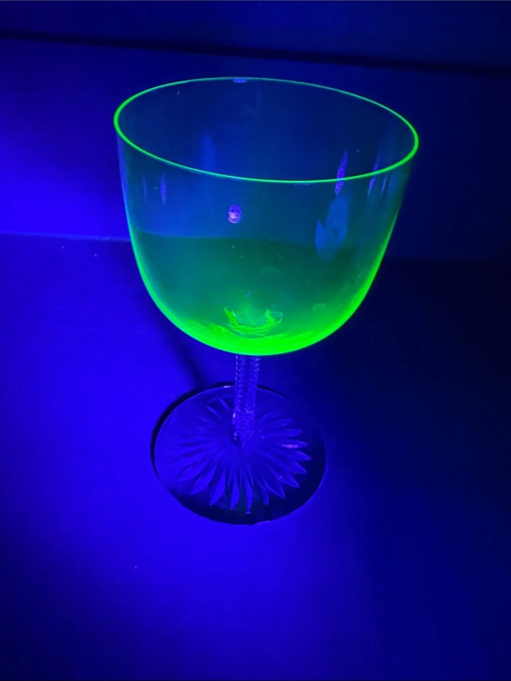 Uranium Glass Set of 6 Vintage Wine Glasses